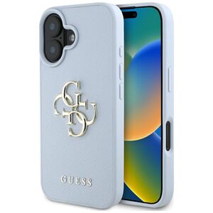Husa pentru iPhone 16 - Guess Hardcase Grained Big 4G Logo Small Classic Logo - Blue