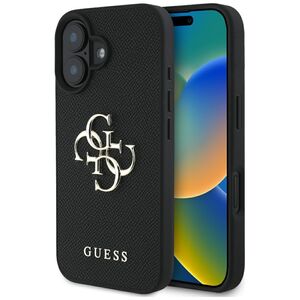 Husa pentru iPhone 16 - Guess Hardcase Grained Big 4G Logo Small Classic Logo - Negru