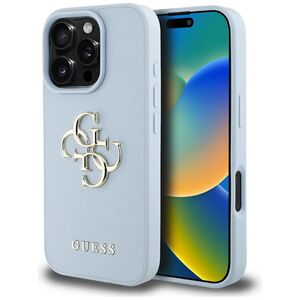 Husa pentru iPhone 16 Pro Max - Guess Hardcase Grained Big 4G Logo Small Classic Logo - Blue