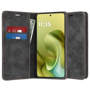 Husa tip carte pentru  Motorola Moto G86 Retro Business cu inchidere magnetica, Negru