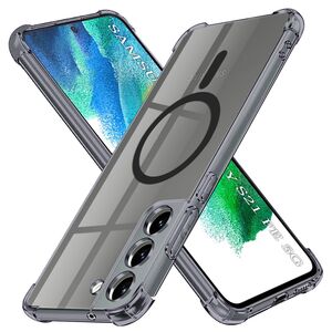 Husa pentru  Samsung Galaxy S21 FE compatibila MagSafe Anti-Shock 1.5mm reinforced 4 corners - Negru translucid