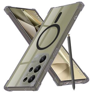 Husa pentru  Samsung Galaxy S24 Ultra compatibila MagSafe Anti-Shock 1.5mm reinforced 4 corners - Negru translucid