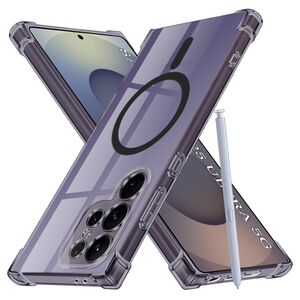 Husa pentru  Samsung Galaxy S25 Ultra compatibila MagSafe Anti-Shock 1.5mm reinforced 4 corners - Negru translucid