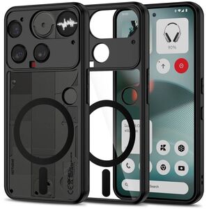 Husa pentru Nothing Phone (3) compatibila MagSafe, cu protectie lentile, Anti-Scratch, Anti-Fingerprint, Anti-Oil, Never-Yellow, transparent / negru