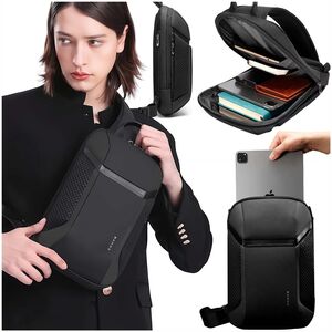 Rucsac Monostrap Sling AeroFlex SoloPack 8L Impermeabil pentru, Design Ergonomic, Ultra Ușor, Compartiment Protejat, Spate Ventilat, pentru Calatorii / Job / Scoala – Negru