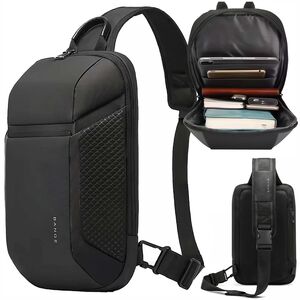 Rucsac Monostrap Sling AeroFlex SoloPack 8L Impermeabil pentru, Design Ergonomic, Ultra Ușor, Compartiment Protejat, Spate Ventilat, pentru Calatorii / Job / Scoala – Negru