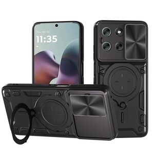 Husa pentru  Motorola Moto G56 cu protecție pentru cameră și suport magnetic integrat Ring Shockproof, Negru