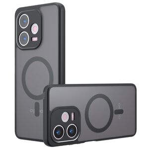 Husa pentru  Oppo A5 Pro 5G cu protectie pentru lentile si MagSafe EasyCharge, Ghost Series Anti-ingalbenire, frosted - Negru
