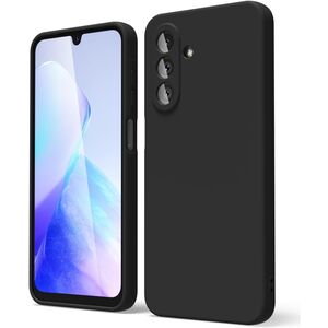 Husa pentru Samsung Galaxy A17 5G Liquid Silicone, subțire, captusita cu microfibra, anti amprentă, protectie cameră foto - negru