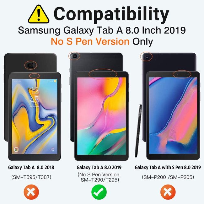 Husa pentru Samsung Galaxy Tab A 8.0 2019 SM-T290 / SM-T295 ProCase de tip stand, negru