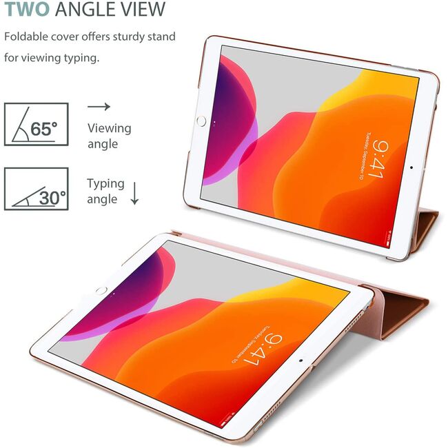 Husa iPad 10.2 inch 9/8/7 2021/2020/2019 Protect cu functie wake-up/sleep, rose gold