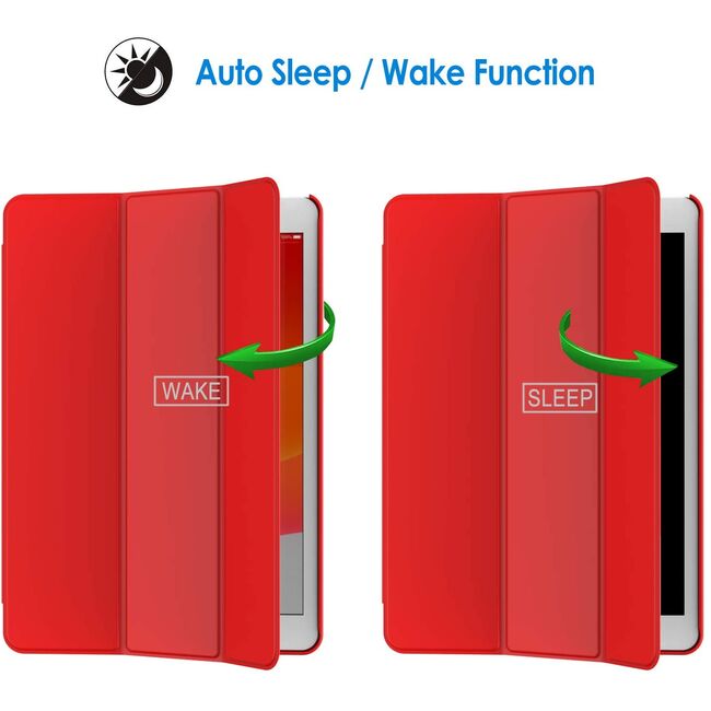 Husa iPad 10.2 inch 9/8/7 2021/2020/2019 Protect cu functie wake-up/sleep, rosu