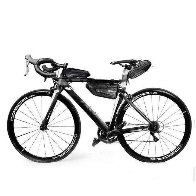 Geanta pentru bicicleta, montaj pe cadru, WildMan E4 Hardpouch impermeabila cu buzunare interioare, negru