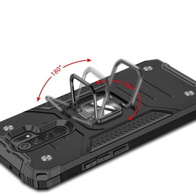 Husa Ring Armor Kickstand Tough Rugged pentru Xiaomi RedMi 9 (rosu)