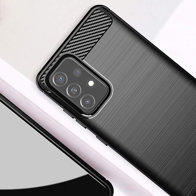 Husa Carbon & TPU Flexibil pentru Samsung Galaxy A52 / A52s  (negru)