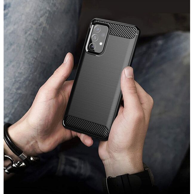 Husa Carbon & TPU Flexibil pentru Samsung Galaxy A52 / A52s  (negru)