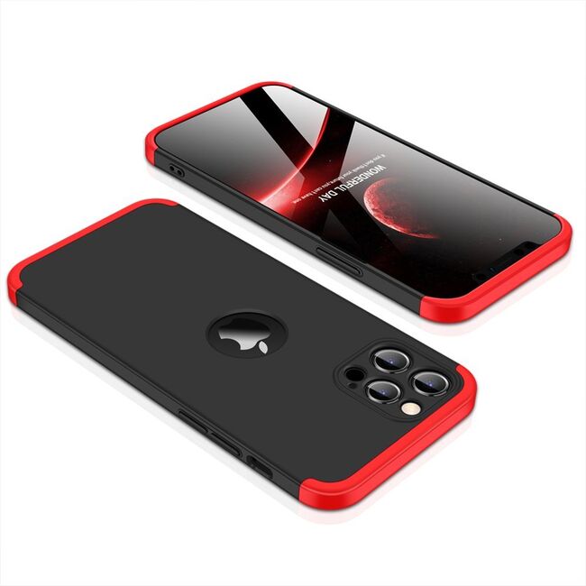 Husa GKK Protectie 360 pentru iPhone 12 Pro (negru/rosu)