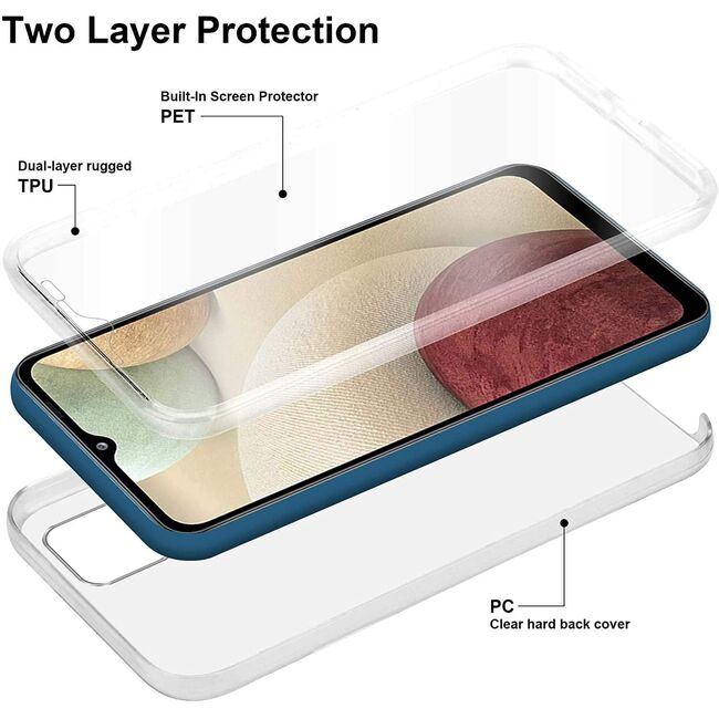 Pachet 360: Husa + Folie pentru Samsung Galaxy A12 360 Full Cover (fata+spate) silicon, transparent