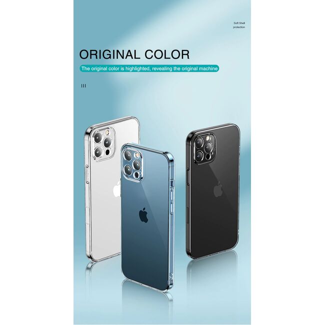 Husa iPhone 12 Pro slim Liquid Silicone, cu protectie camera, transparenta