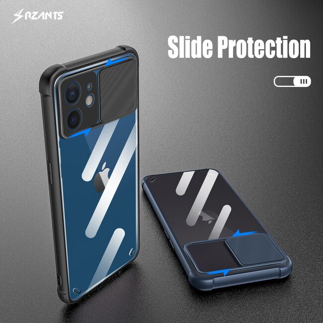 Husa pentru iPhone 12, Rzants Shield Lens-Protection, negru-clear