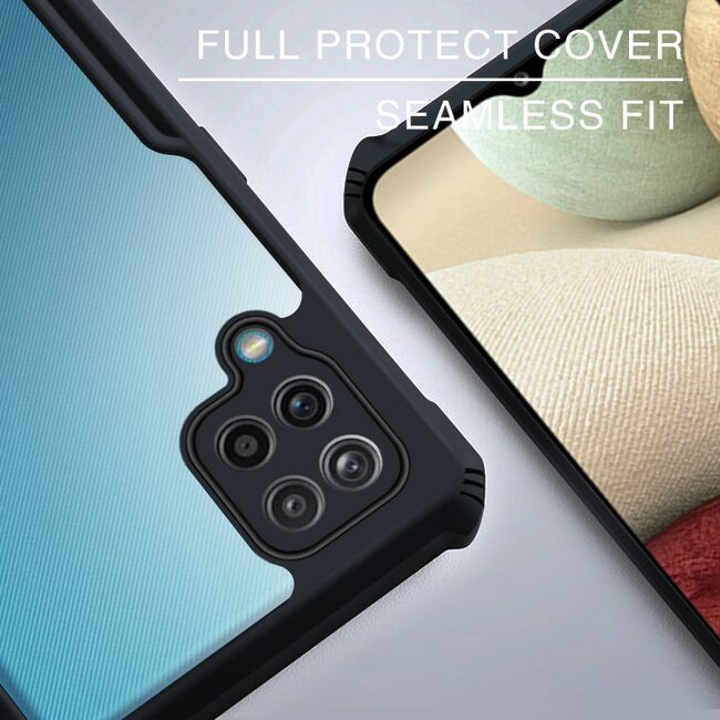 Pachet 360: Folie din sticla + Husa pentru Samsung Galaxy A12, Rzants Shield, negru-clear