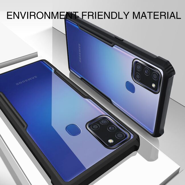 Pachet 360: Folie din sticla + Husa pentru Samsung Galaxy A21s, Rzants Shield, negru-clear