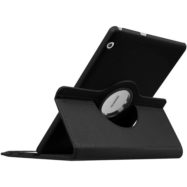 Pachet 360: Folie din sticla + Husa pentru Huawei MediaPad T3 10 9.6 inch MagiCase rotativa de tip stand, negru