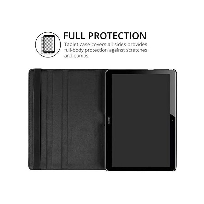 Pachet 360: Folie din sticla + Husa pentru Huawei MediaPad T5 10.1 inch MagiCase rotativa de tip stand, negru