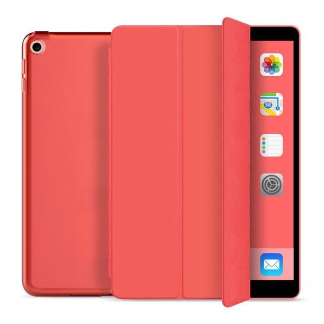 Pachet 360: Folie din sticla + Husa iPad 9/8/7 2021/2020/2019 10.2 inch Protect cu functie wake-up/sleep, rosu