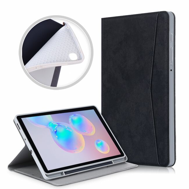 Pachet 360: Folie din sticla + Husa Samsung Galaxy Tab S6 Lite 10.4 P610 P615 ProCase functie stand, suport S-Pen, negru
