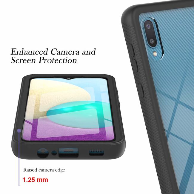 Pachet 360: Folie integrata + Husa pentru Samsung Galaxy A02 (2021) Defense360 - negru