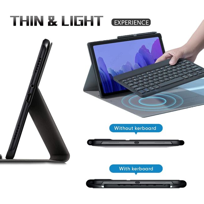 Husa cu tastatura iluminata pentru Samsung Galaxy Tab A7 10.4 inch T500/T505, negru