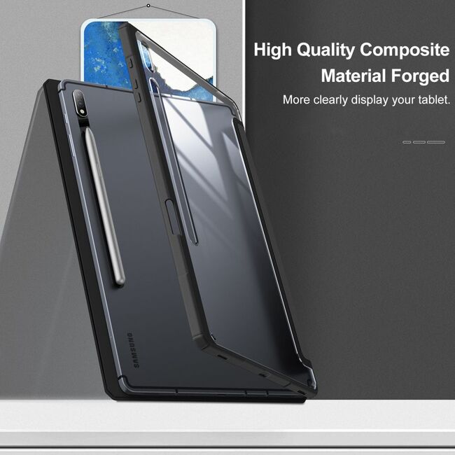 Husa pentru Samsung GALAXY TAB S7 FE, S7 Plus, S8 Plus 12.4 inch INFILAND CRYSTAL negru