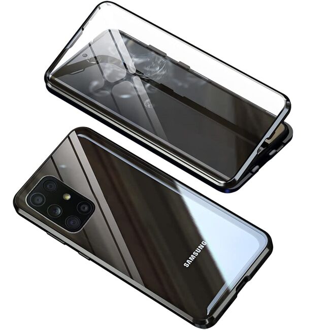 Husa 360 Magnetic Glass pentru Samsung Galaxy A52, A52s (sticla fata + spate), negru