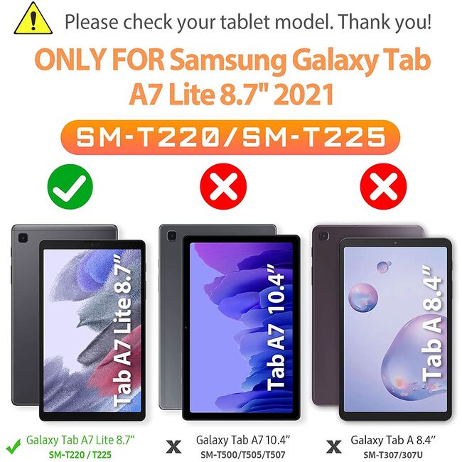 Pachet 360: Folie + Husa Samsung Galaxy Tab A7 Lite 8.7 SM-T220/T225 Shockproof Armor, negru-albastru