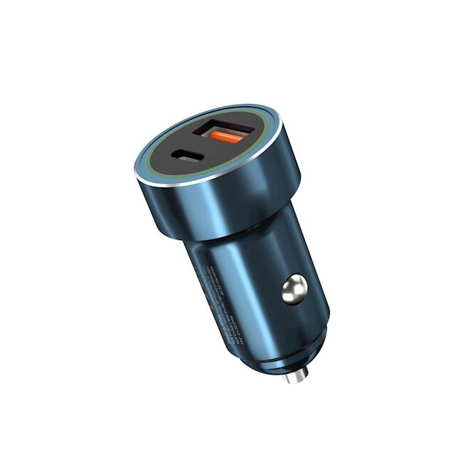 Incarcator auto XO CC32 PD QC 3.0 20W 1X USB 1x USB-C, albastru