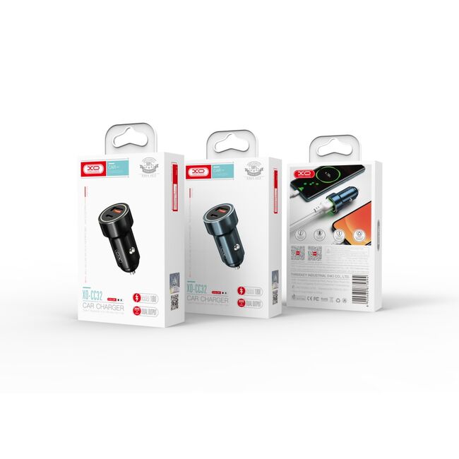 Incarcator auto XO CC32 PD QC 3.0 20W 1X USB 1x USB-C, albastru
