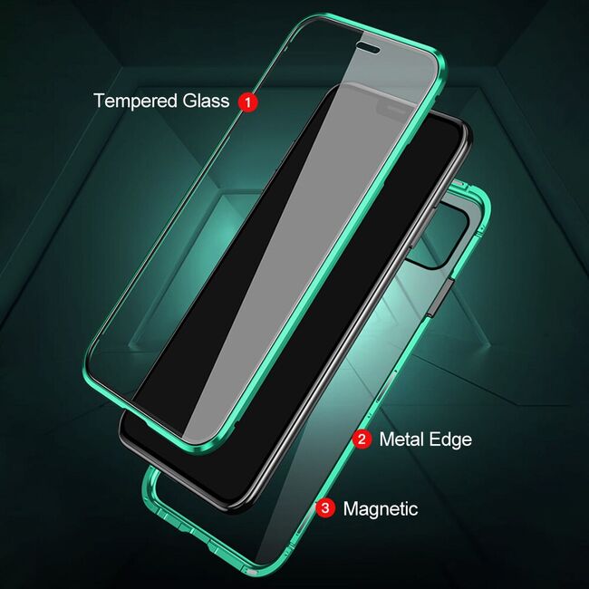 Husa 360 Magnetic Glass pentru Xiaomi Mi 11 Lite (sticla fata + spate), negru