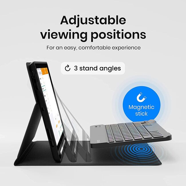 Husa cu tastatura iluminata pentru iPad 10.2 inch 9 8 7 2021 2020 2019, negru