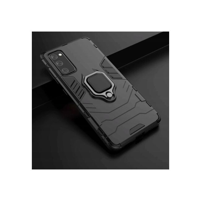 Pachet 360: Folie sticla + Husa Samsung Galaxy A02s Ring Armor cu inel suport si magnet – Negru