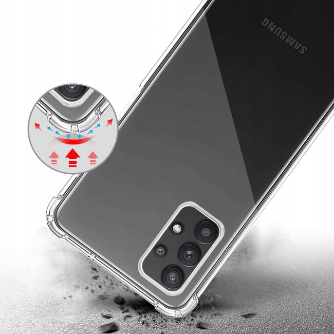 Pachet 360: Folie sticla + Husa pentru Samsung Galaxy A32 4G Anti-Shock 1.5mm, transparent