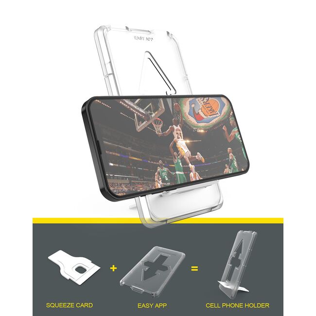 Set 2 bucati Folie din Sticla pentru iPhone 12, 12 Pro, Asahi Easy-App, cu aplicator, instalare automata, 3D, 9H, full cover, full glue, margini negre