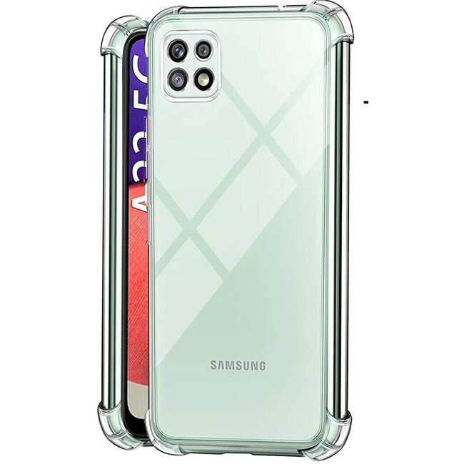 Pachet 360: Folie sticla + Husa pentru Samsung Galaxy A22 5G Anti-Shock 1.5mm, transparent