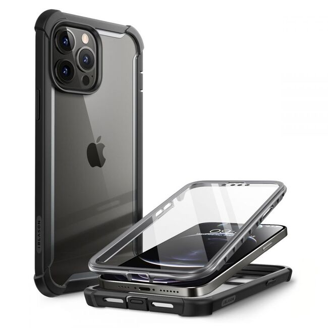 Pachet 360: Folie integrata + Husa iPhone 13 Pro Max Supcase Ares, negru