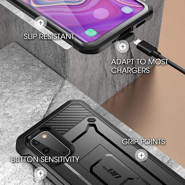 Pachet 360: Folie integrata + Husa Samsung Galaxy S20 FE Supcase Unicorn Beetle Pro, negru