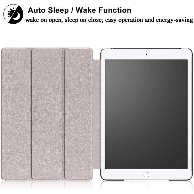 Husa iPad 10.2 inch 9/8/7 2021/2020/2019 cu functie wake-up/sleep, trifold, dark green