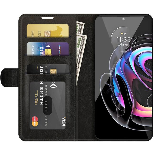 Husa pentru Motorola Moto Edge 20 Pro Wallet tip carte ProCase, negru