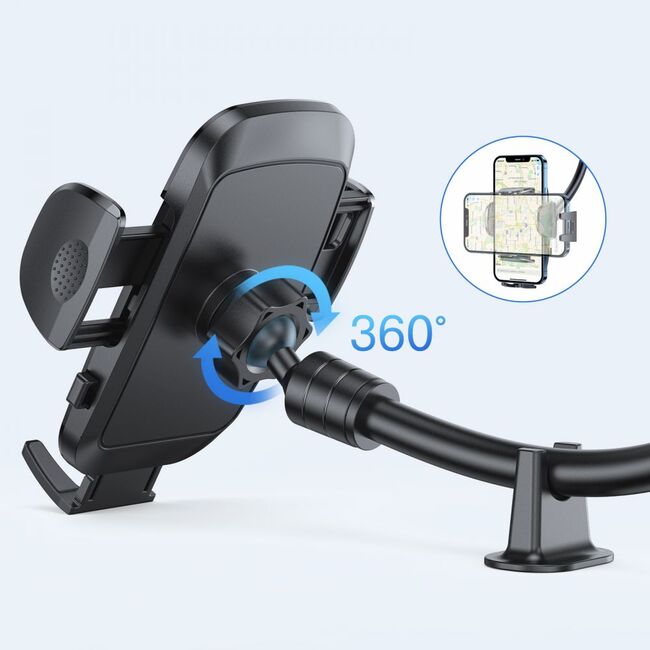 Suport Auto Telefon cu Brat Flexibil – Prindere pe Bord sau Parbriz, Rotire 360°, Compatibil Universal 4.7-6.9", Joyroom JR-ZS259, Negru