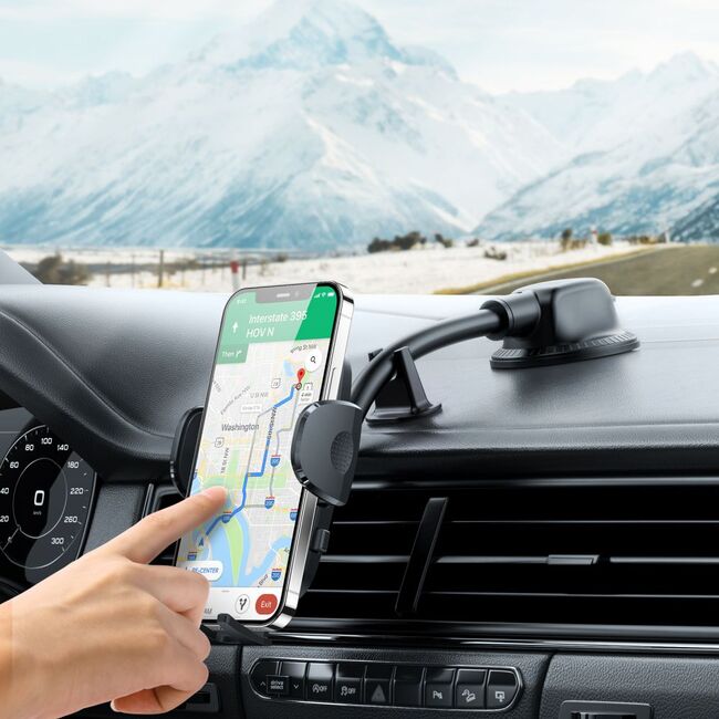 Suport Auto Telefon cu Brat Flexibil – Prindere pe Bord sau Parbriz, Rotire 360°, Compatibil Universal 4.7-6.9", Joyroom JR-ZS259, Negru