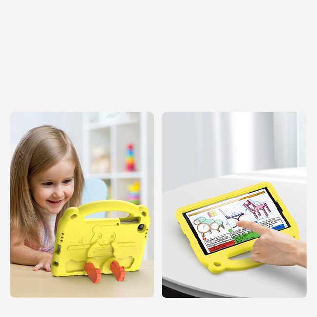 Husa Samsung Galaxy Tab A7 Lite 8.7 inch Panda kids safe Shockproof de tip stand, galben
